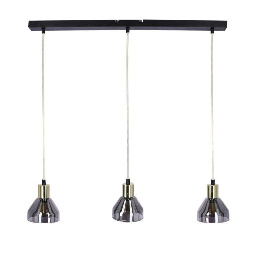 Lampa wisząca Gregory szklana potrójna czarno‐złota nad stół 3xE14