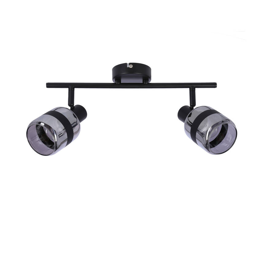 Lampa Listwa Czarny Matowy 2X15W E14 Klosz Dymiony Yuki