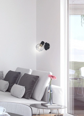 Kinkiet Oslo czarny chrom regulowany metalowy kula do salonu