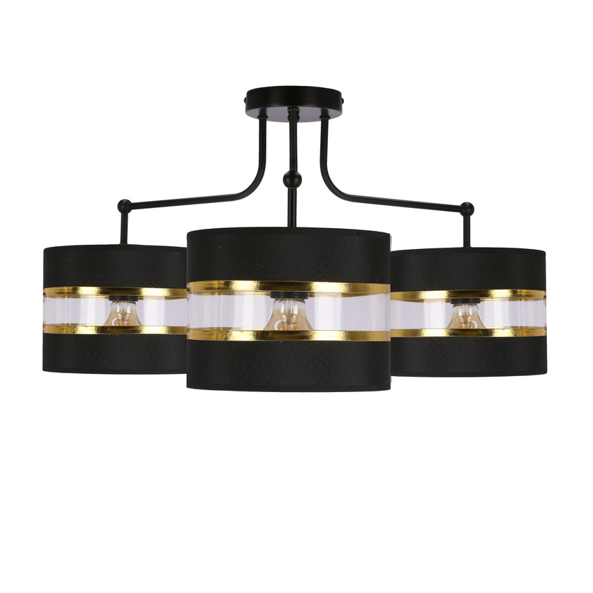 Candellux Lighting ANDY LAMPA WISZĄCA CZARNY E27 ABAŻUR CZARNY+ZŁOTY