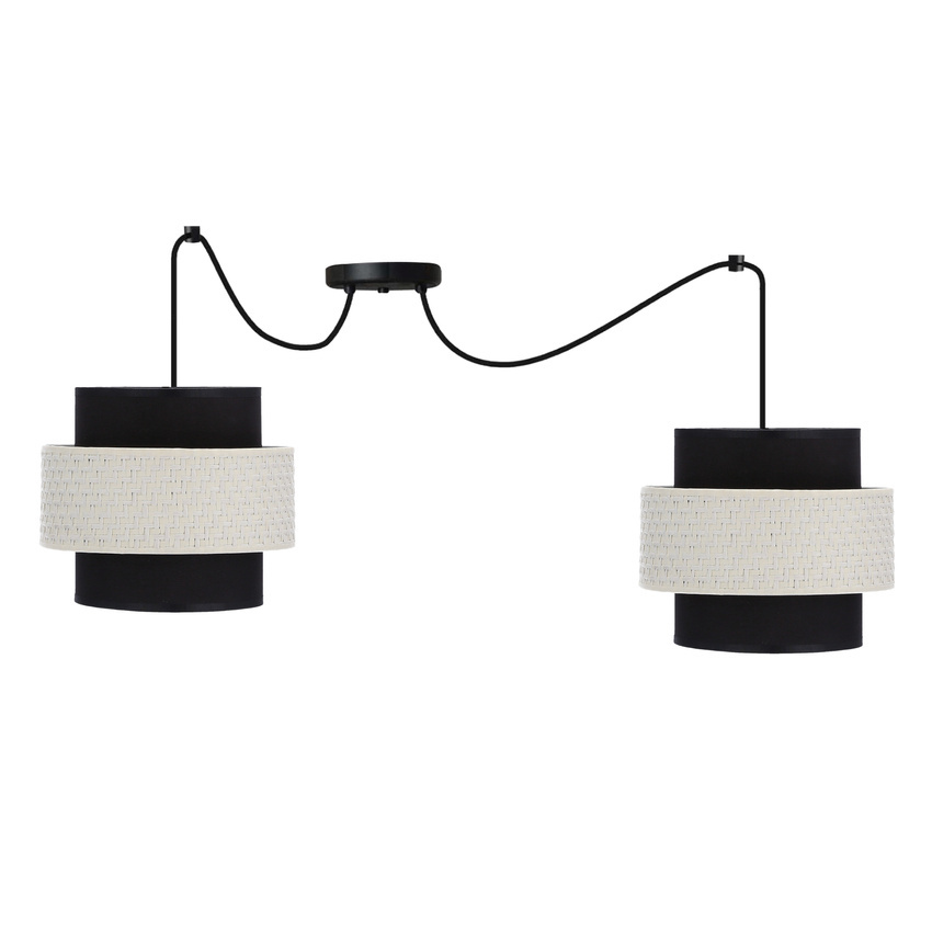 Benta P lampa wisząca 2x40W abażur czarny+kremowy 32-17857