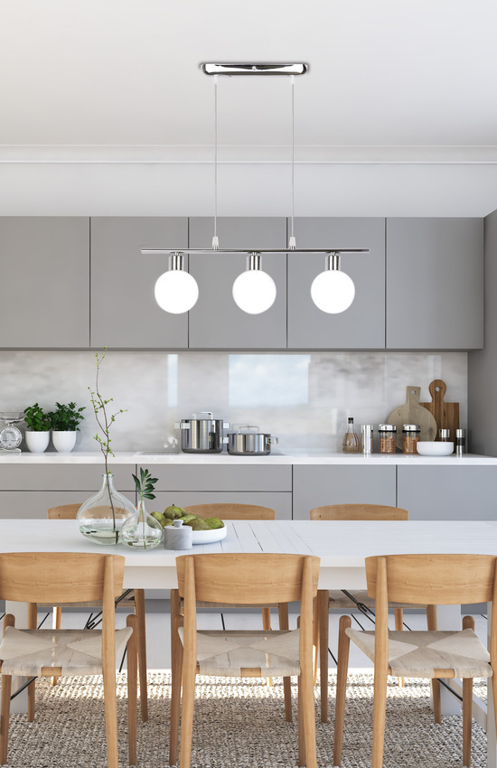 Lampa wisząca Oden szklane kule chrom potrójna do jadalni 3xG9