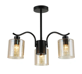 Lampa wisząca Visto potrójna z kloszami szklana czarna do salonu