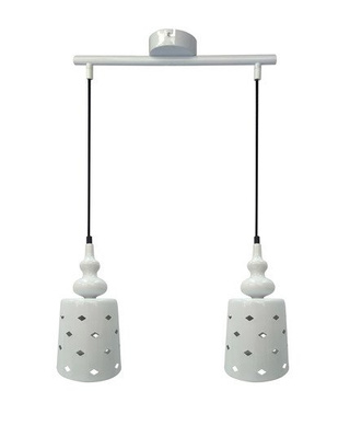 Lampa wisząca Hamp podwójna metalowa biała do salonu i jadalni E27