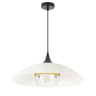 Lampa wisząca Duetto szklana do salonu pojedyncza klosz biały złoty E27