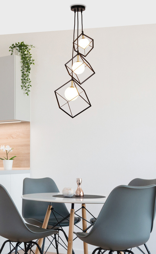 Lampa wisząca Weert Ledea czarno-złota 3-punktowa szklana do salonu G9