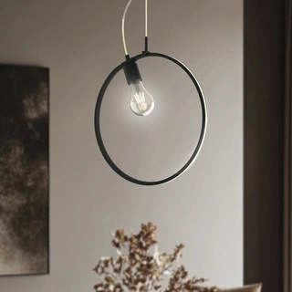 Lampa wisząca SKIROS czarny ring – minimalistyczna lampa w kształcie koła LED 4000K z E27