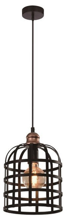 Lampa wisząca Soleto metalowa klatka czarna miedziana do salonu 1xE27