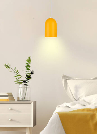 Lampa wisząca Oss Ledea żółta metalowa owalna do jadalni nad stół E27 1 płomienna