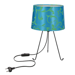 Lampka nocna Elva metalowa z abażurem niebieska na stolik nocny E14