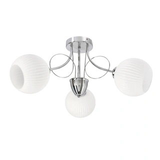 Lampa wisząca Tartine potrójna z białymi kloszami szklana srebrna E27