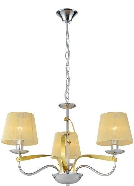 Lampa wisząca chrom / złoty nitkowy abażur 3x40W Diva Candellux 33-55057