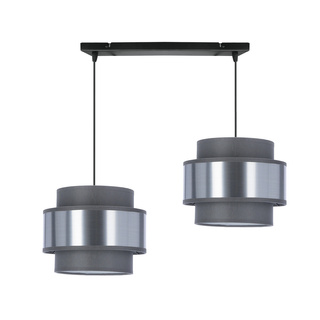 Lampa wisząca Hare z abażurem podwójna do salonu szara tkaninowa E27