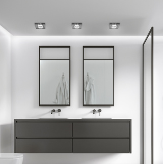 Oczko sufitowe kwadratowe szklane grafitowe chrom ruchome GU10 230V