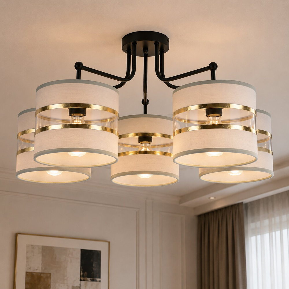 Lampa sufitowa Andy z abażurami 5-punktowa do salonu