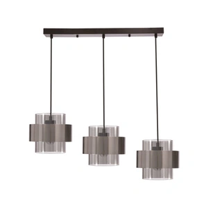 Lampa wisząca Spiega nad wyspę kuchenną potrójna szklane klosze dymione do jadalni E27