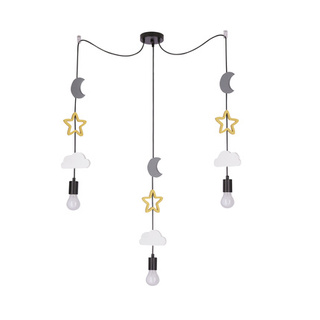 Lampa wisząca do pokoju dziecięcego Trio gwiazdki chmurki księżyc LED 3000K metal MDF