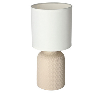 Lampka nocna Iner beżowa ceramiczna z abażurem E14