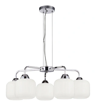 Lampa wisząca Cromado szklana do salonu 5-płomienna klosz biały E27