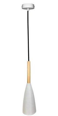 Lampa wisząca Trosa Ledea biała z drewnem pojedyncza do kuchni E27