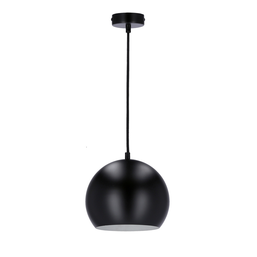 Lampa wisząca Flen czarna kula pojedyncza metalowa E27 do salonu i jadalni