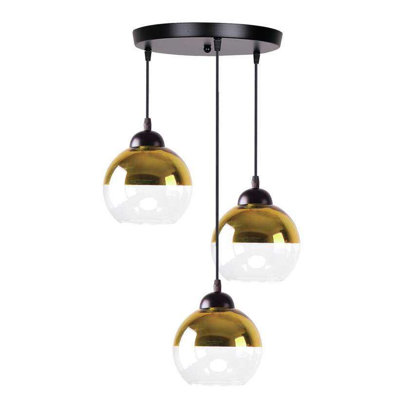 Lampa wisząca Contessa potrójna kula szklana czarna do salonu E27