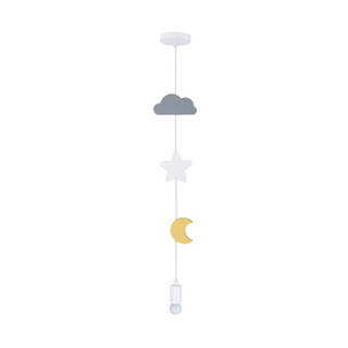 Lampa wisząca do pokoju dziecięcego Moon drewniana chmurka gwiazdka księżyc wielokolorowa E27