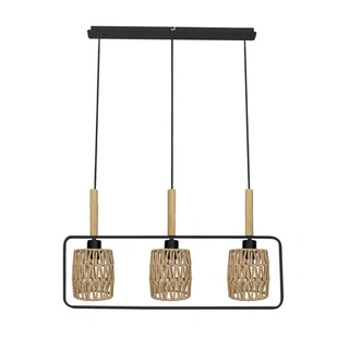 Lampa wisząca z abażurami Crown czarna potrójna nad stół do jadalni