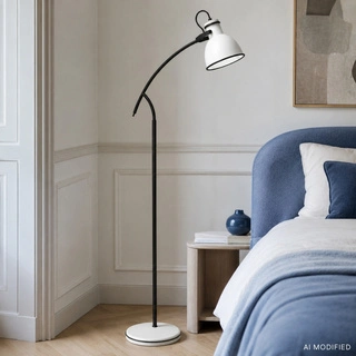 Lampa podłogowa Zumba łukowa regulowana do salonu 1-punktowa metalowa
