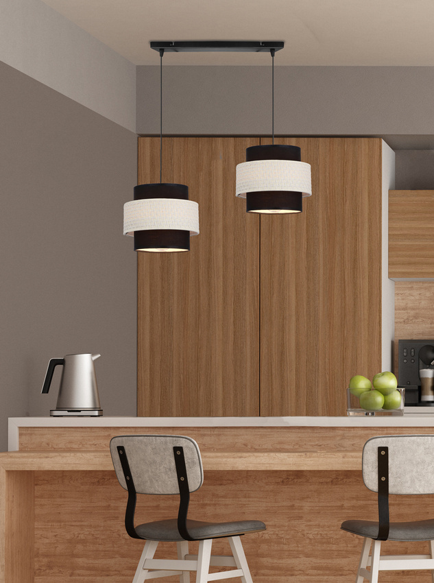 Lampa wisząca z abażurami Benta czarna podwójna do jadalni