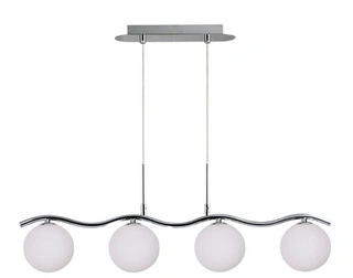Lampa wisząca Ramon szklane białe kule 4-punktowa chrom do jadalni nad stół
