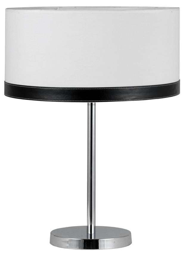 Lampka nocna Tida z abażurem płótno skóra chrom 1xE27