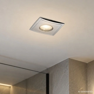 Nowoczesna oprawa wpuszczana MR16 do łazienki  SH-05 CH srebrna hermetyczna IP65 + oprawka GU10 LED
