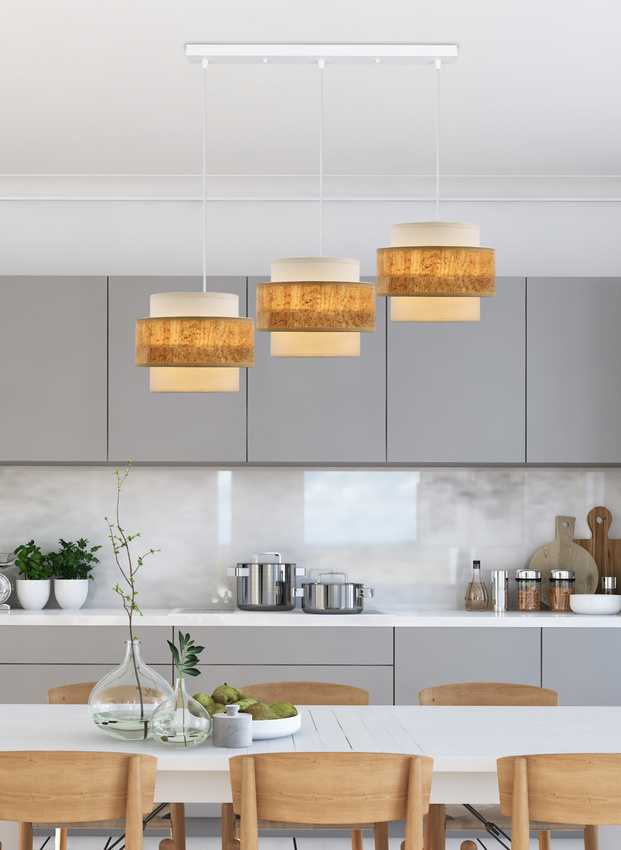 Lampa wisząca z abażurami Cork potrójna nowoczesna do jadalni