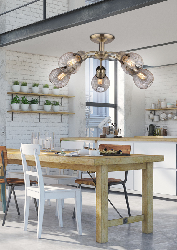 Lampa sufitowa Gliva z abażurami 5-punktowa do salonu