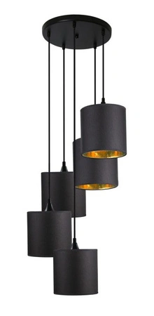 Lampa wisząca z abażurami Long czarna potrójna do salonu 5xE14