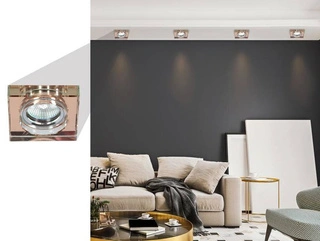 Oprawa halogenowa kwadratowa chrom brąz GU10 LED z żarówką zestaw 3 sztuk