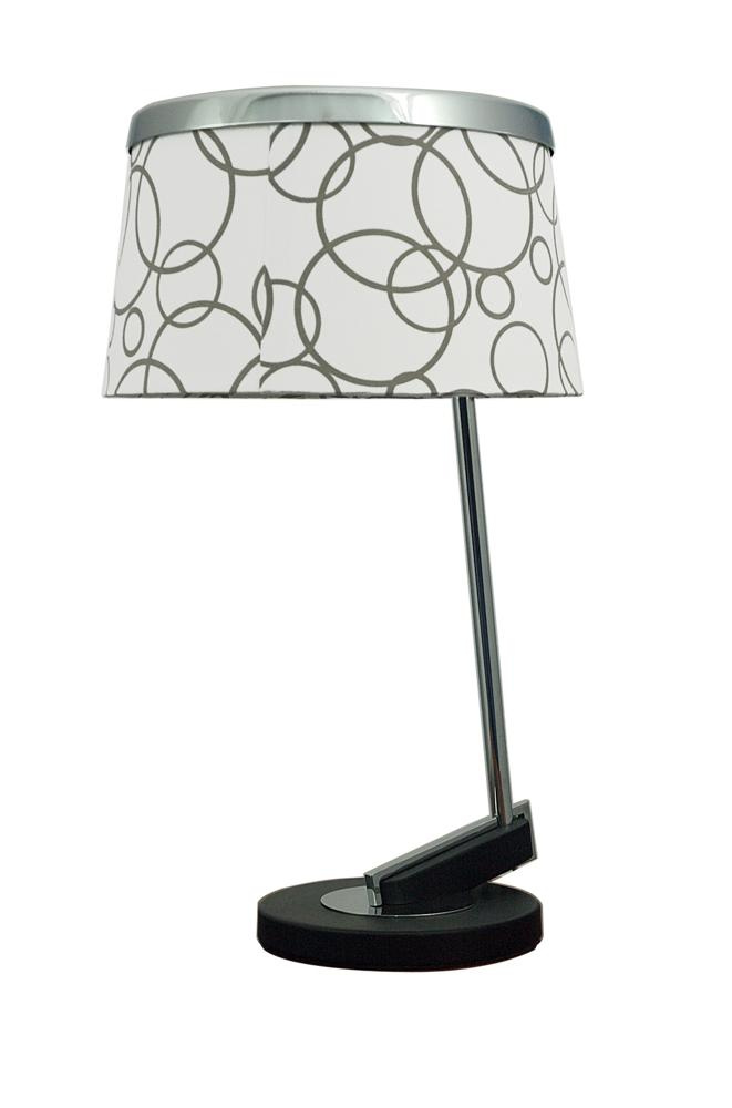 Lampka nocna Impresja biała chrom nowoczesna z regulowanym abażurem