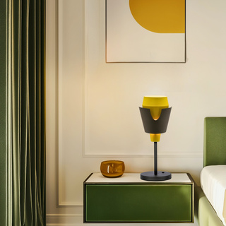 Lampka nocna Falun metalowa szaro-żółta nowoczesna E27