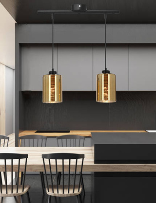 Lampa wisząca Cox szklana podwójna do jadalni nad stół E27 czarno złota