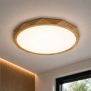 Plafon LED Cadix okrągły 38,5 cm 4000K biały drewniany IP20
