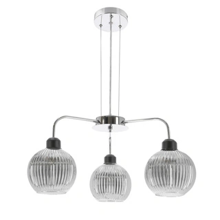 Lampa wisząca Verton szklana kula potrójna do salonu E27 3-płomienna chrom