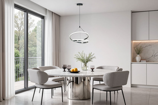 Lampa wisząca Loco do jadalni srebrna okrągła zintegrowany LED zmienna barwa światła