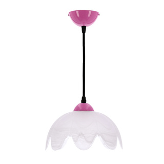 Lampa wisząca Colori szklany biały klosz malinowy pojedyncza E27 do salonu