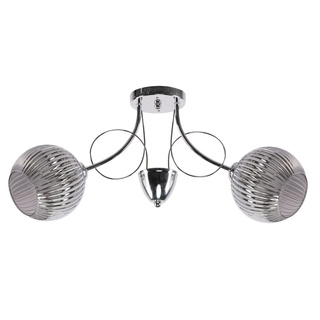 Lampa wisząca Mirox podwójna z kloszem szklana srebrna do salonu