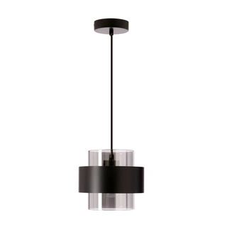 Lampa wisząca Spiega szklany klosz dymiony czarna do salonu E27 pojedyncza