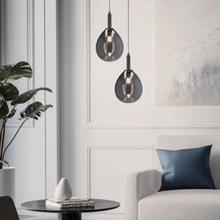 Lampa wisząca szklana LUKKA ze srebrnym kloszem – elegancka lampa do jadalni i salonu LED