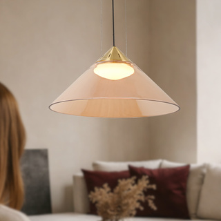 Lampa wisząca Presto 42 szklana złota z kloszem bursztynowo-białym nad stół