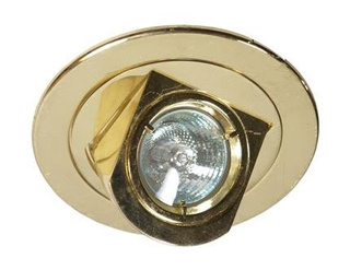 Oczko sufitowe okrągłe ruchome złote oprawa halogenowa MR16  do przedpokoju
