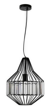 Lampa wisząca Alvaro czarna metalowa z kryształkami do salonu 1xE27